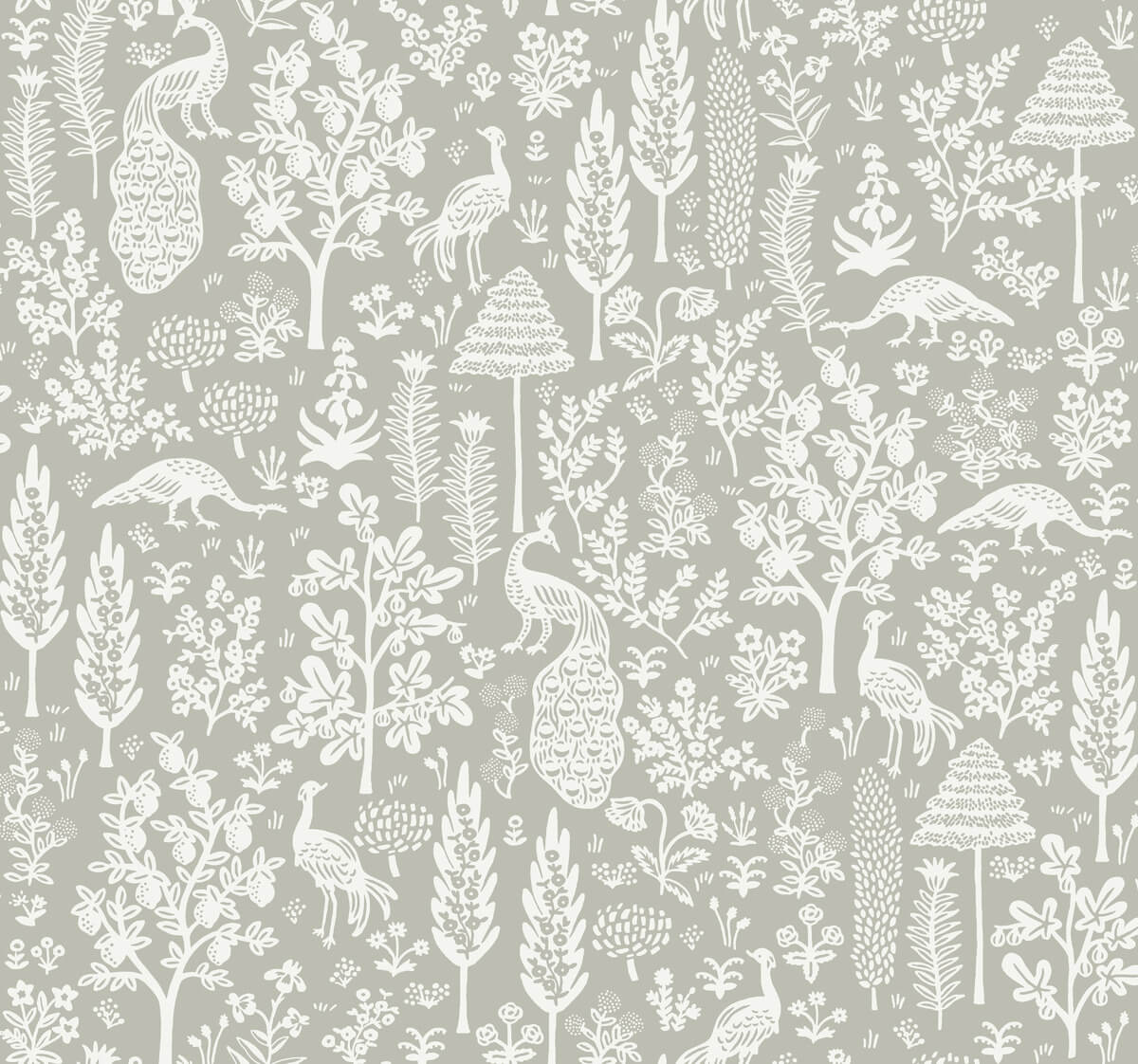 Rifle Paper Co. Menagerie Toile Wallpaper - Gray