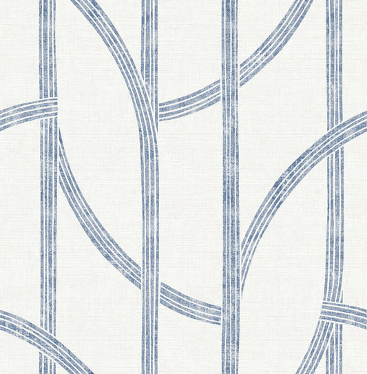 A-Street Prints Solace Harlow Contours Wallpaper - Indigo