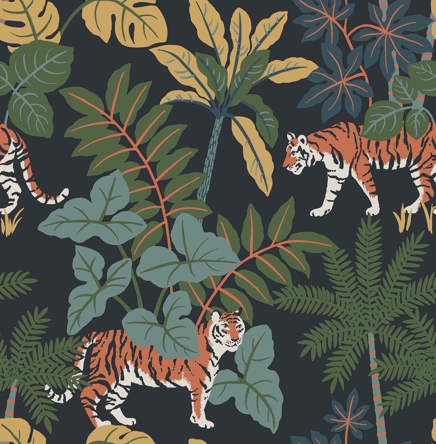 A-Street Prints Harmony Caspian Jungle Wallpaper - Navy