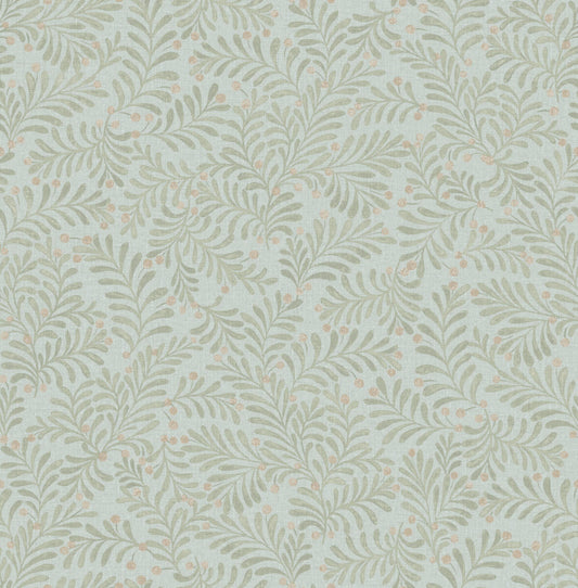 Chesapeake Printworks Chrysantha Berry Branches Wallpaper - Aqua