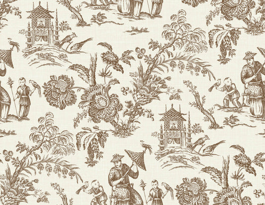 Seabrook French Country Colette Chinoiserie Wallpaper - Hickory Smoke