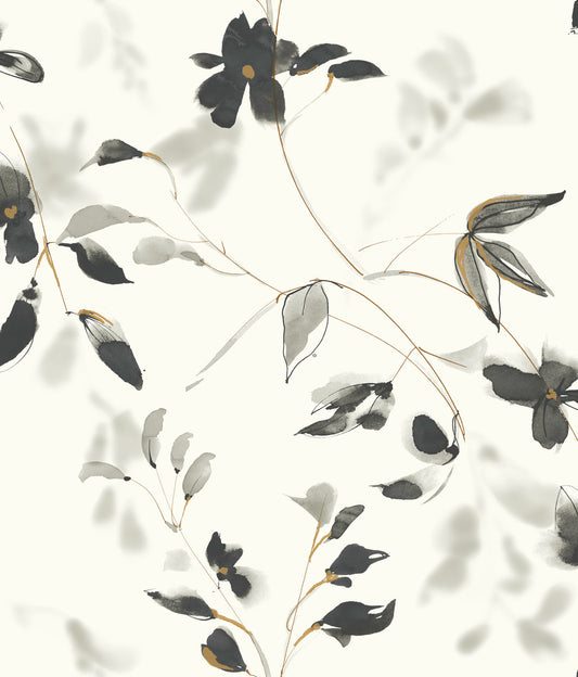 Candice Olson Tranquil Linden Flower Wallpaper - Black & White